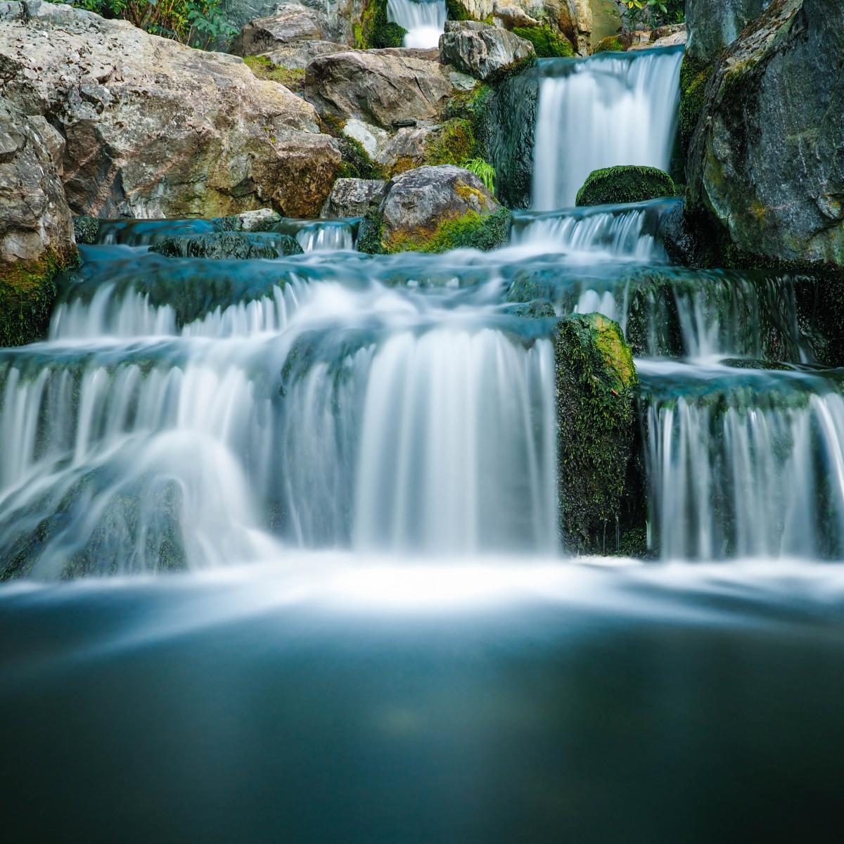 Mindfulness reflection waterfall